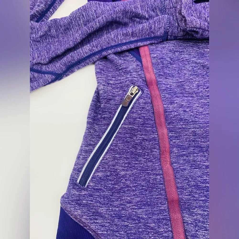 Purple Heathered Lululemon Run Inspire Long Sleeve 1/2 zip Pullover Sz 6 - Picture 8 of 10